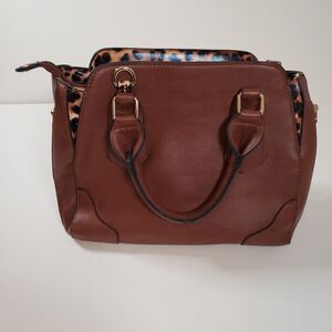 Bulldog Women’s Satchel Brown Animal Print Faux Leather Concealed Carry Handbag